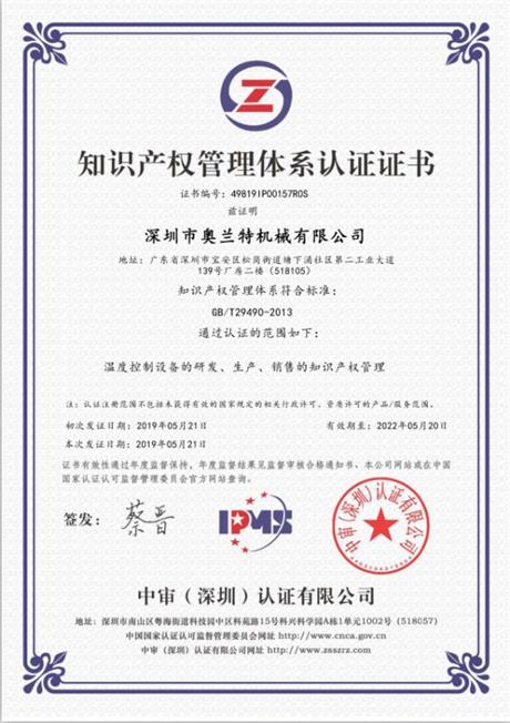 知识产权管理体系认证证书